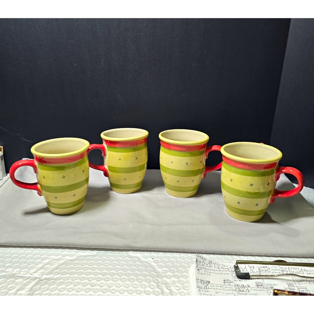 Vtg Pfaltzgraff Secrets of Pistoulet Stoneware Mugs Set of 4 2002 Jana Kolpen